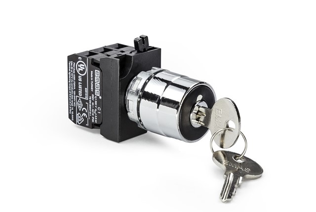 CM Series Metal 2NO+1NC (0-I) 60° Key Operated Stay Put Key Removal at 0 position 22 mm Control Unit